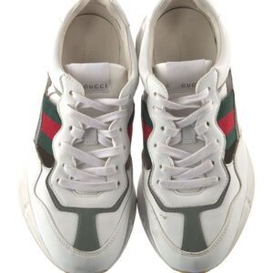 Gucci White and Green Sneakers with Sporty Design